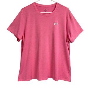 Under Armour Loose Pink Short Sleeve Scoop Neck Pullover Athletic Top Size XL